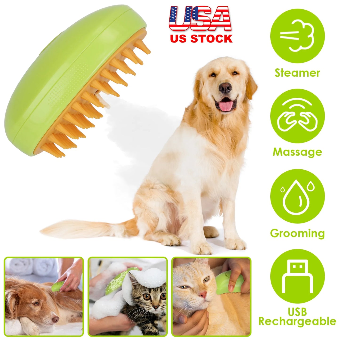 3 In 1 Cat Grooming Steam Brush Hair Brush