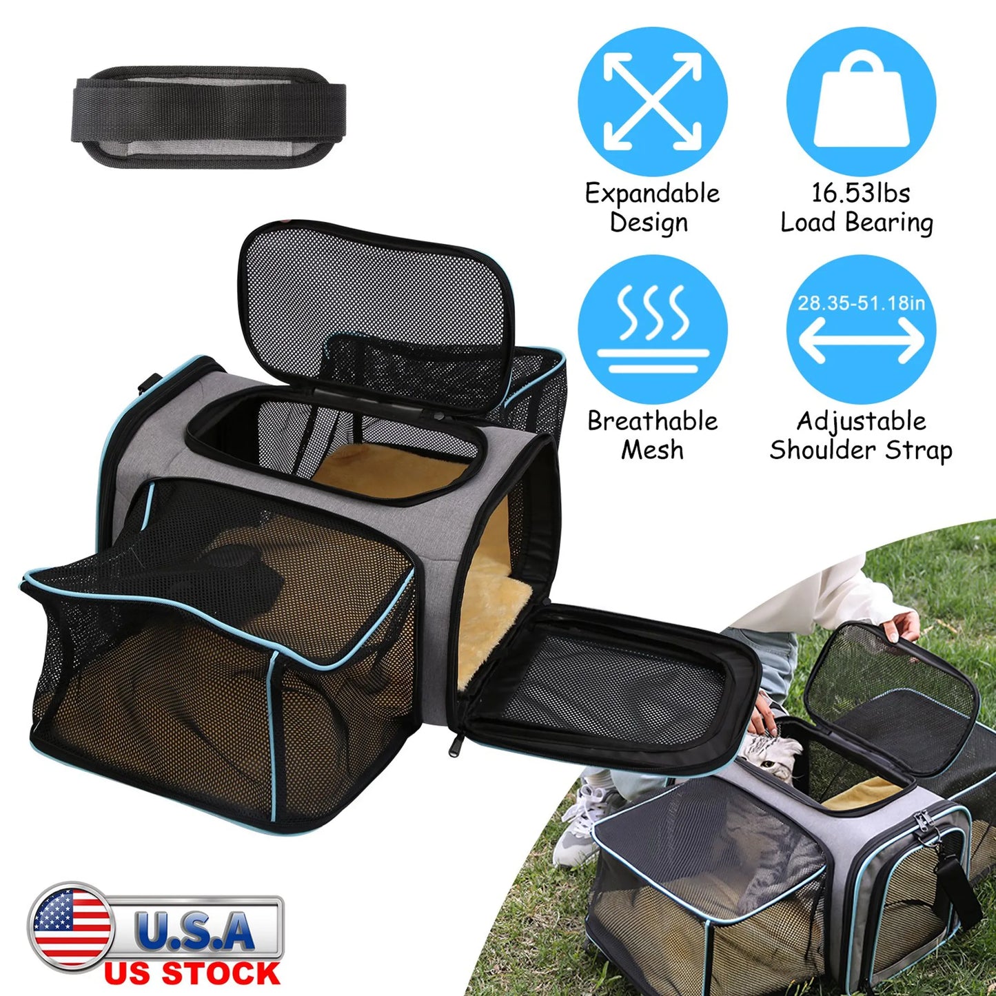 Expandable Pet Carrier Airline Approved Cat