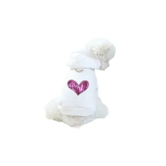 Sequin Heart Lightweight Hoodie- Dog Hoodie