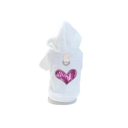 Sequin Heart Lightweight Hoodie- Dog Hoodie