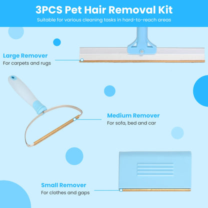 3Pcs Pet Hair Removal Kit Multi-Fabric Dog Cat Hair Scraper