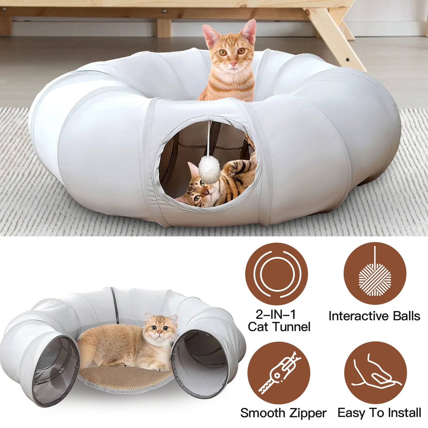 Indoor Cat Tunnel Bed