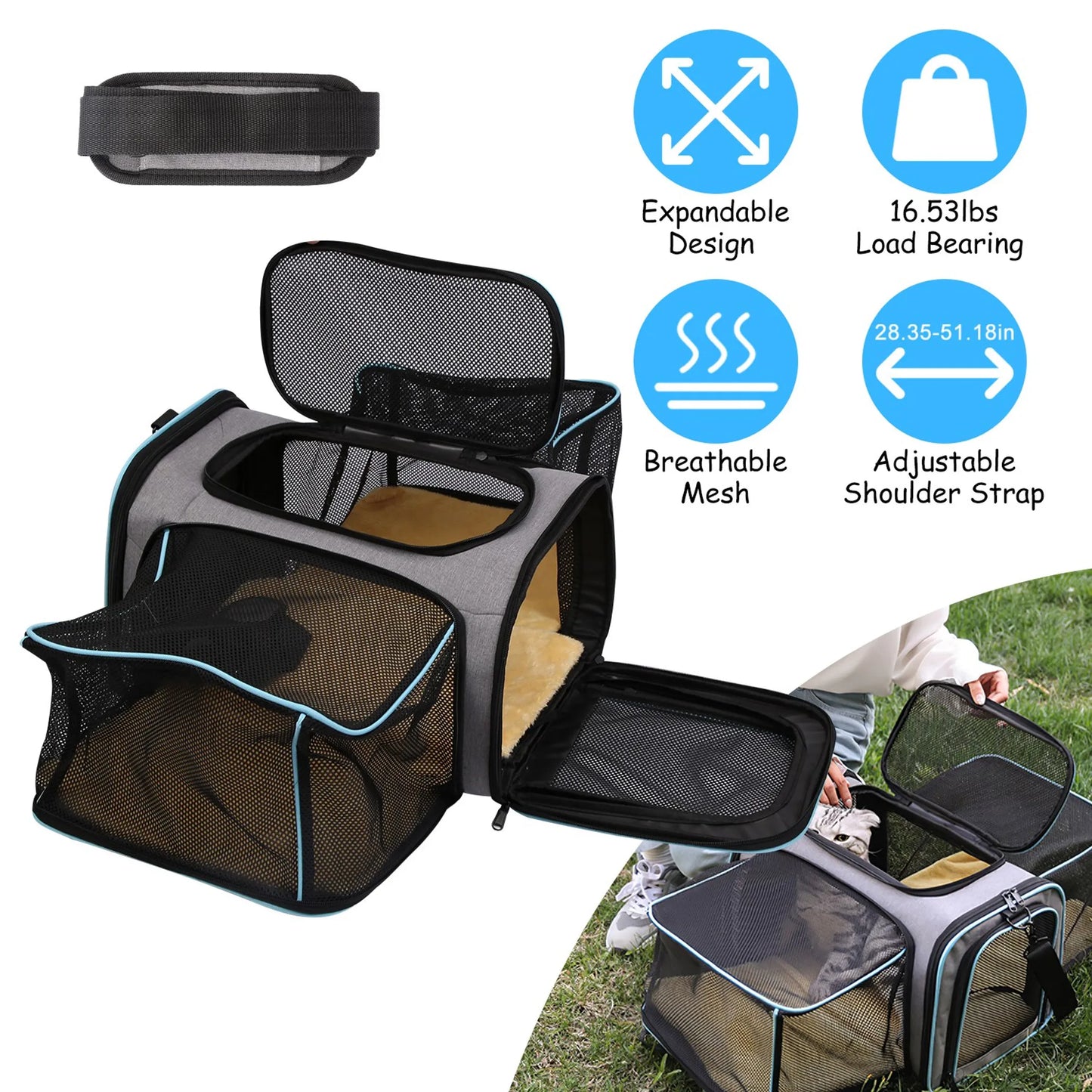 Expandable Pet Carrier Airline Approved Cat