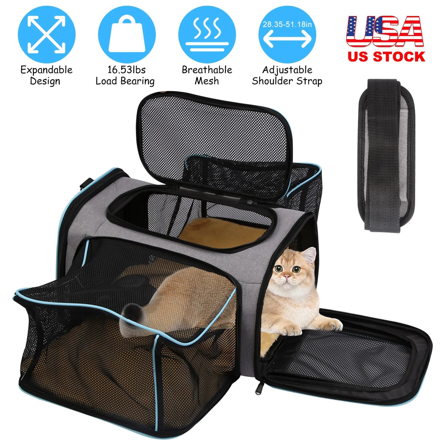 Expandable Pet Carrier Airline Approved Cat