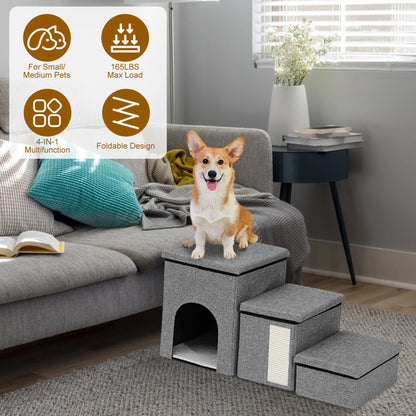 3 Step Pet Stair 4-IN-1 Foldable Dog Ramp