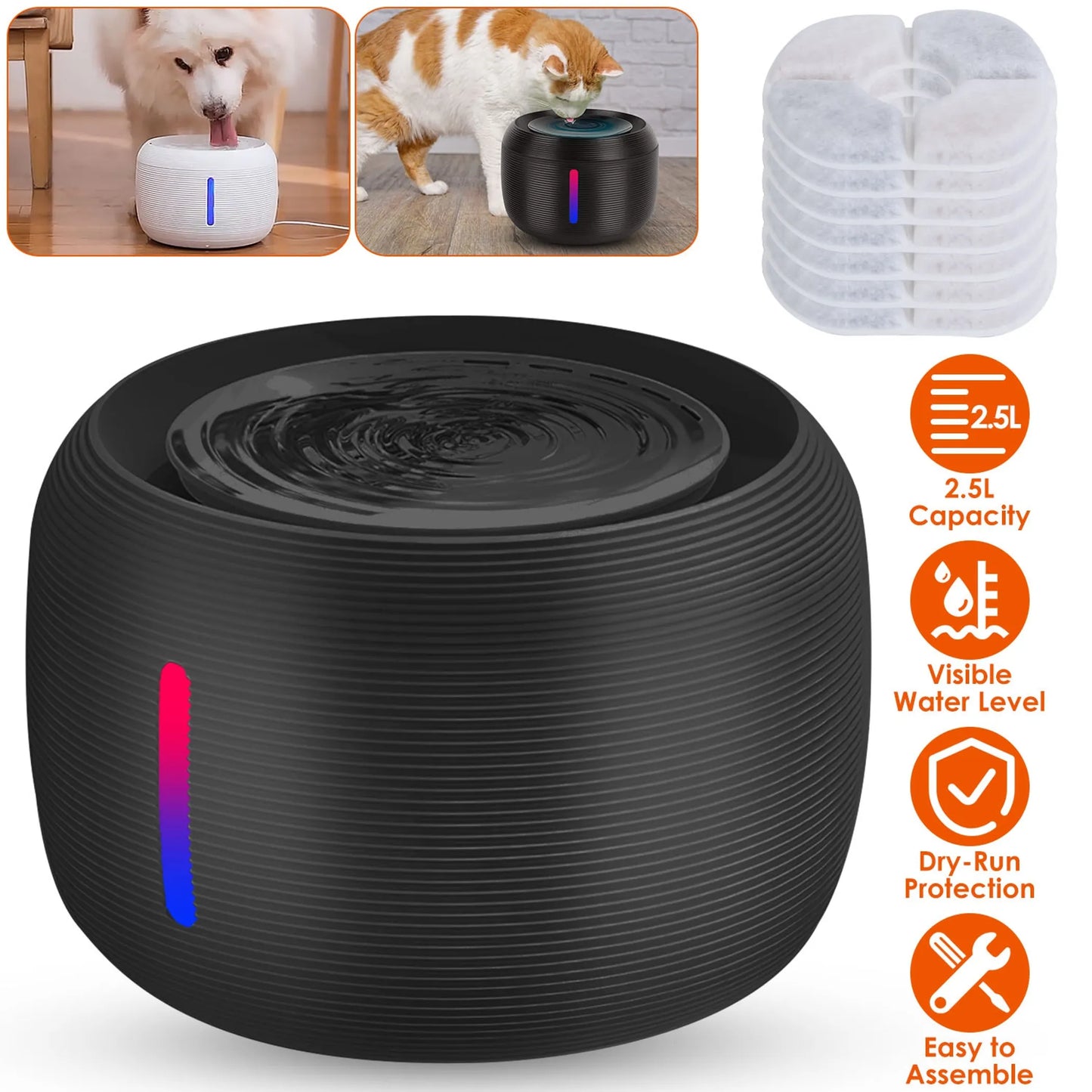 2.5L 84.54OZ Pet Water Fountain Smart Pet Drinking Fountain